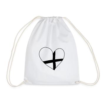 Heart Lines Ribbon Pavement Cross - Drawstring Bag - white - Front