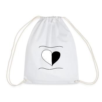Heart Symbol Two Parts Love Lines - Drawstring Bag - white - Front