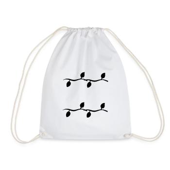 Leaves Line Nature Plant Shape - Drawstring Bag - white - Front