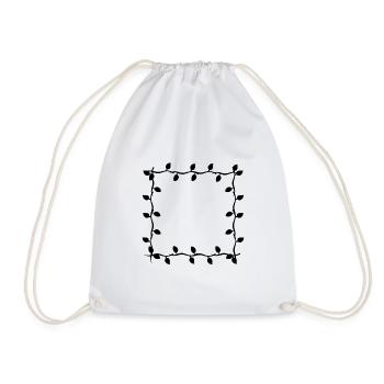 Four Leaves Line Nature Frame Leaf Shape - Drawstring Bag - white - Front