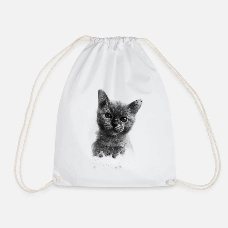 Katzen-Motiv - Turnbeutel - Weiß