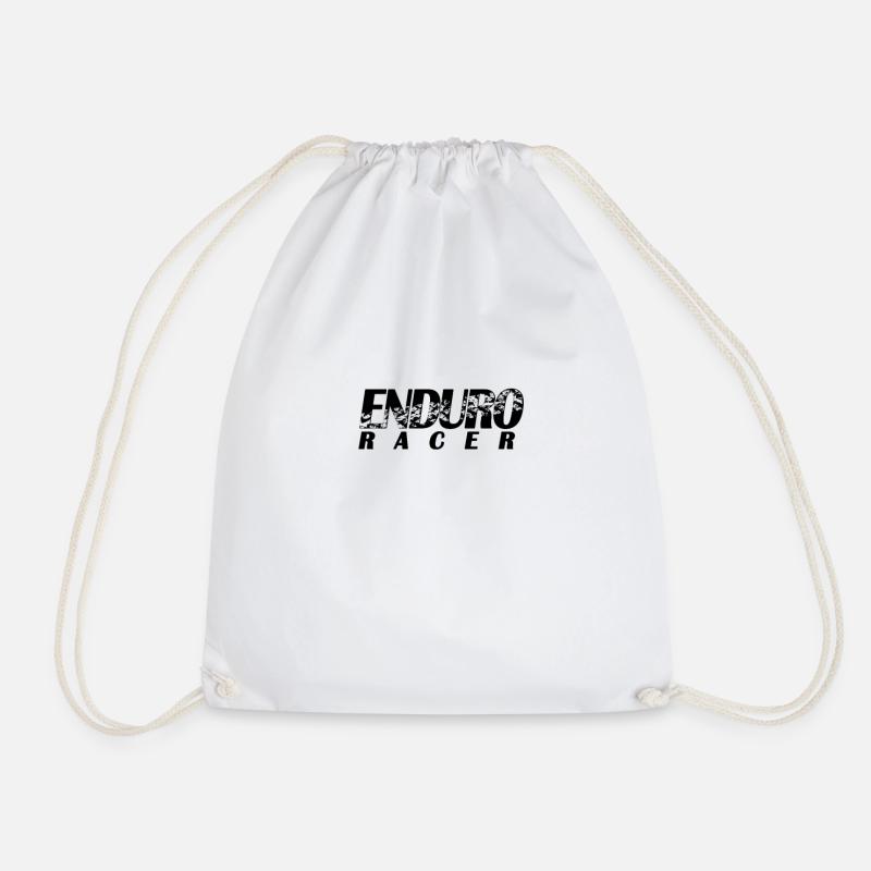 Enduro Racer - Racing - Biker - Motorcycle - Drawstring Bag - white