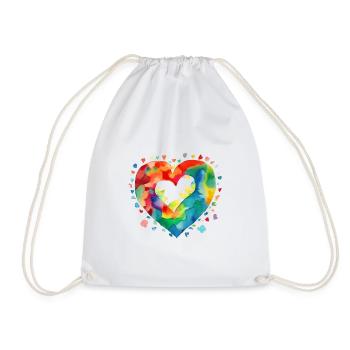 Heart - Drawstring Bag - white - Front