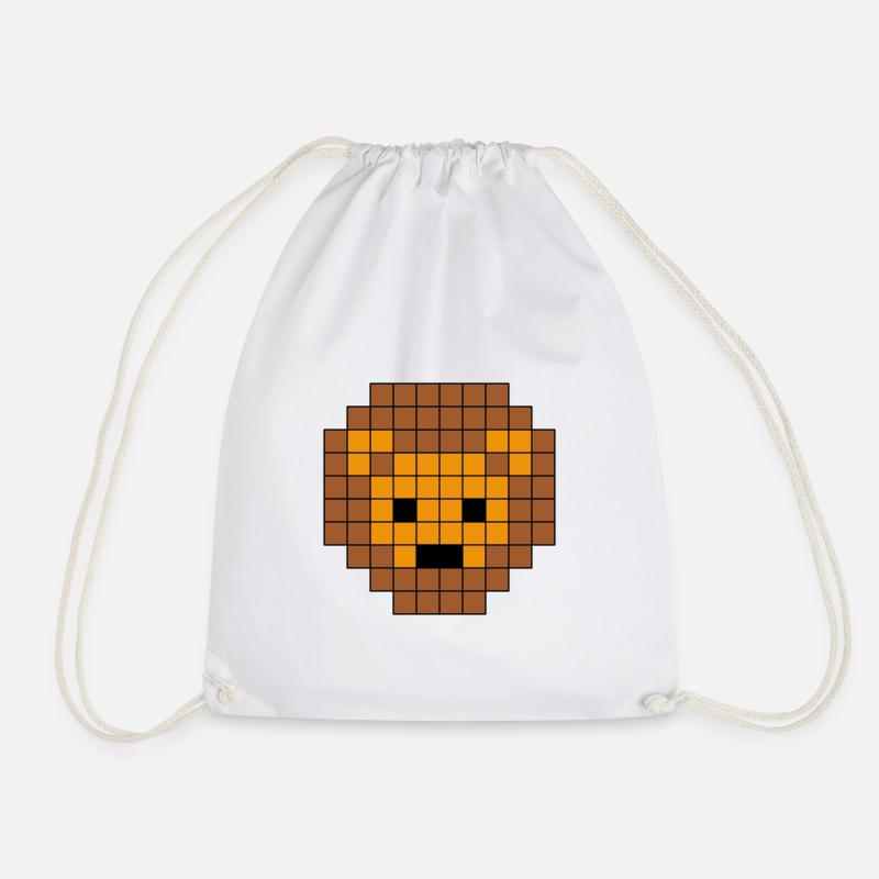 Löwe Pixel-Art - Turnbeutel - Weiß
