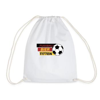 Fussball Bier Titten T-shirt in deutscher Sprache - Turnbeutel - Weiß - Vorne