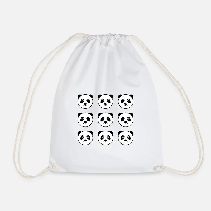 Panda face - Drawstring Bag - white