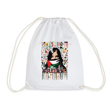 Palestine free 03 - Drawstring Bag - white - Front