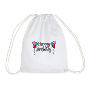 Happy Birthday Glückwunsch Geschenkidee - Turnbeutel - Weiß - Vorne