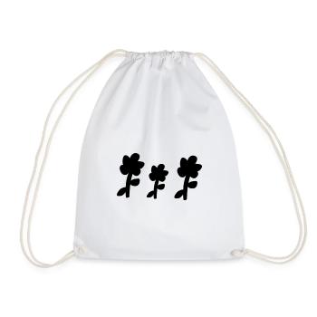 Three Flowers Shape Plants Flower Symbol - Drawstring Bag - white - Front