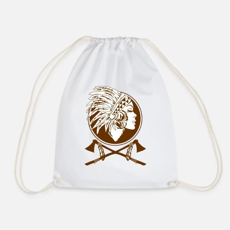 Indian Native American - Drawstring Bag - white