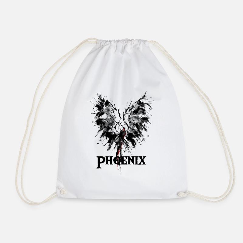 Phoenix aus der Asche Zeichnung Geschenkidee - Turnbeutel - Weiß