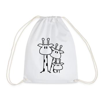 Cute giraffe family with child mom dad giraffe - Drawstring Bag - white - Front