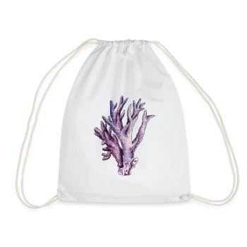 coral - Drawstring Bag - white - Front