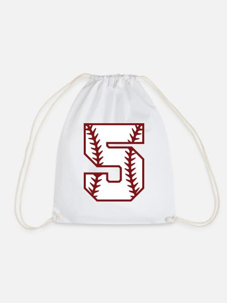Baseball Zahl Softball Nummer 5 Geschenk cool - Turnbeutel - Weiß