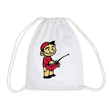 model rc child using model radio control - Drawstring Bag - white - Front