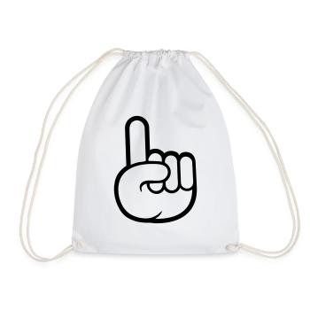Finger Schlau Zeigen Hand Handschuh Comic Cartoon - Turnbeutel - Weiß - Vorne