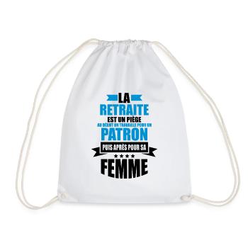 retirement trap at the start we work for boss - Drawstring Bag - white - Front