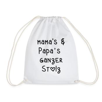 mama papa Eltern stolz Kinder babys Schrift - Turnbeutel - Weiß - Vorne