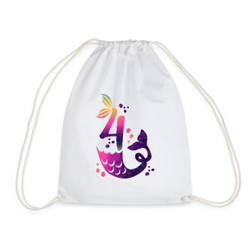 4 Birthday Mermaid - Drawstring Bag - white - Front