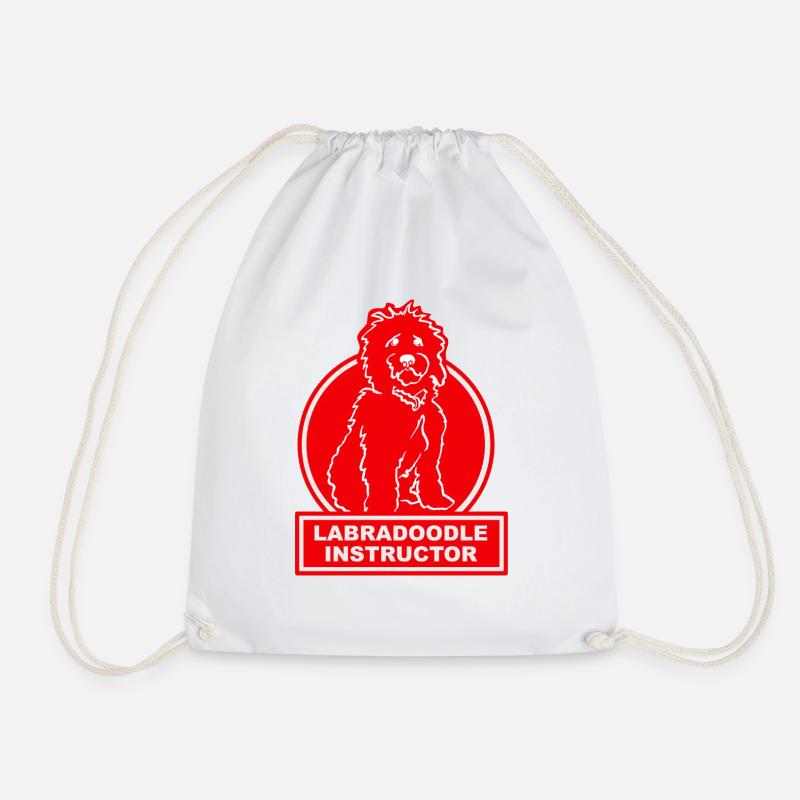 Labradoodle Instructor red Motiv 2 - Drawstring Bag - white