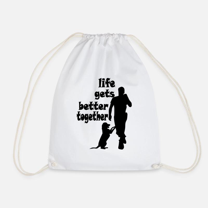 Hund - Life gets better together - Mann - Turnbeutel - Weiß