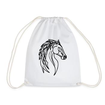 Horse Illustration Line Art Gift Idea - Drawstring Bag - white - Front