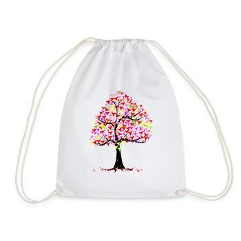 Summer Hearts Tree - Drawstring Bag - white - Front