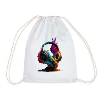 Headphones Color - Drawstring Bag - white - Front