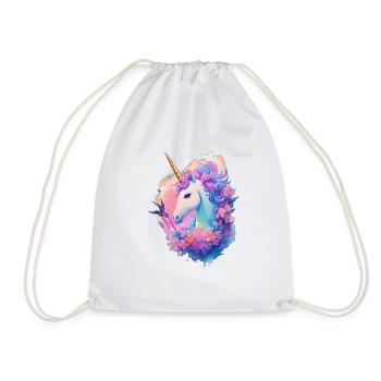 Fantasie geblümtes Einhorn - Turnbeutel - Weiß - Vorne