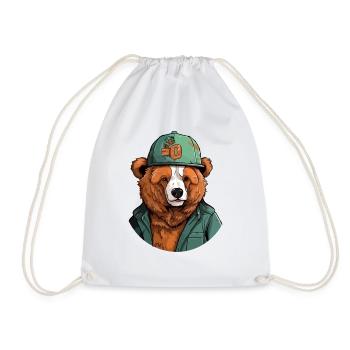 Koro the bear in the hat - Drawstring Bag - white - Front