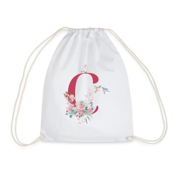 Buchstabe c floral - Geschenkidee - Turnbeutel - Weiß - Vorne