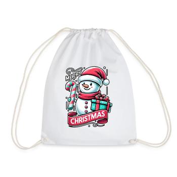 Schneemann Merry Christmas - Turnbeutel - Weiß - Vorne