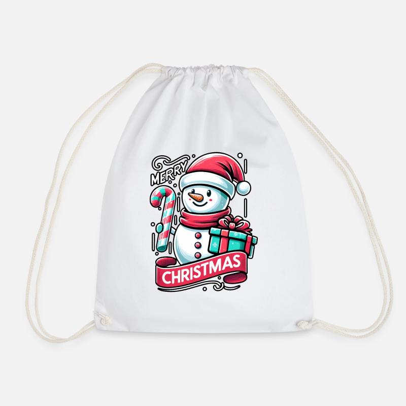 Schneemann Merry Christmas - Turnbeutel - Weiß