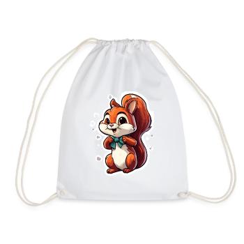 Squirrel / Animal / Rodent / Forest Animal / Comic - Drawstring Bag - white - Front