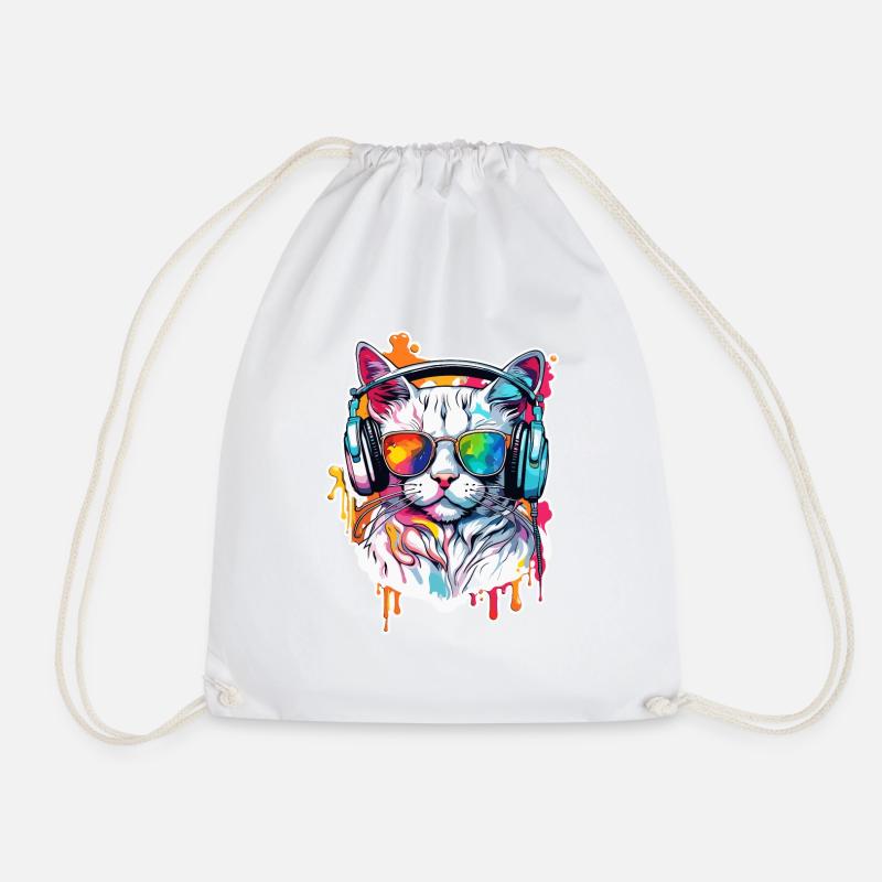 Kopfhörer / Audio / Musik / Tier / Katze / cool - Turnbeutel - Weiß