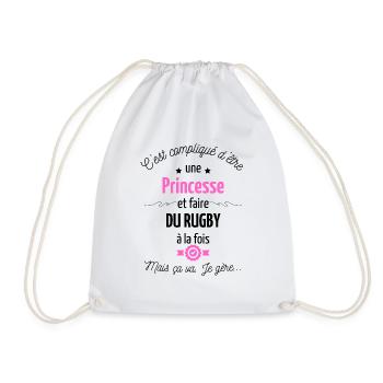 Princess & Rugby - Drawstring Bag - white - Front