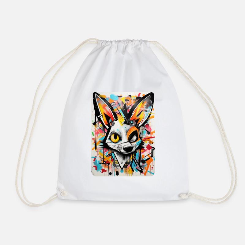 Kangaroo Graffiti - Drawstring Bag - white