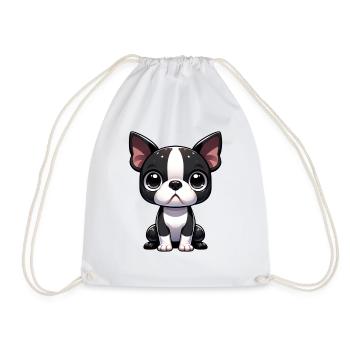 Digitale Illustration des süßen Boston Terrier Hundes - Turnbeutel - Weiß - Vorne