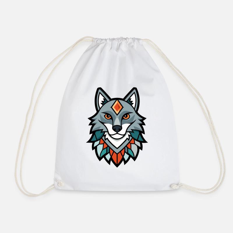 Mahakali Mystic Wolf Cult - Drawstring Bag - white