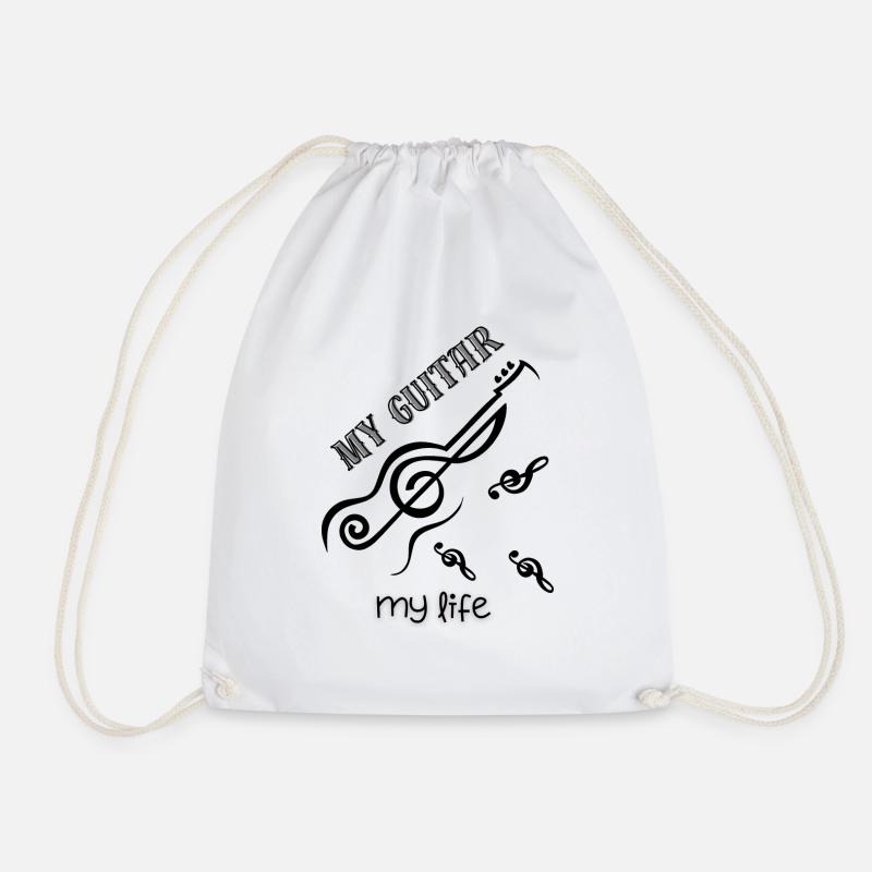 My Guitar - My Life #1 - Drawstring Bag - white