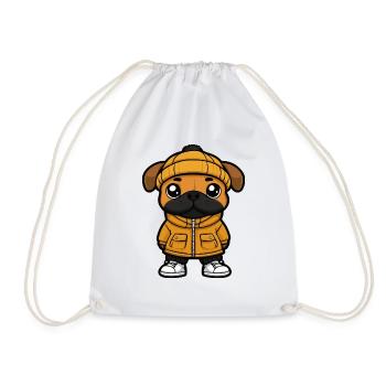 Boxer Dog Cartoon - Drawstring Bag - white - Front