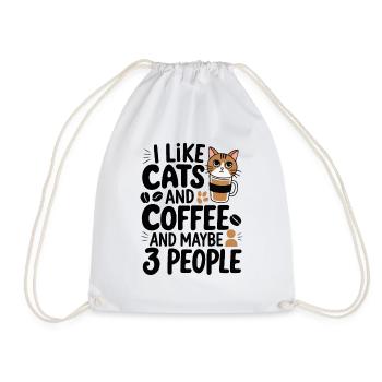 Cats Coffee Funny Statement - Drawstring Bag - white - Front