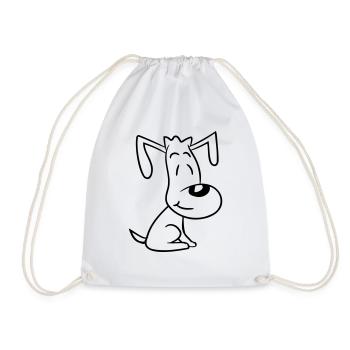 chien assis mignon petit chiot heureux animal de compagnie - Sac de sport léger - blanc - Devant