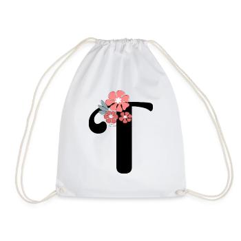 Letter t Minimalist Flowers - Drawstring Bag - white - Front