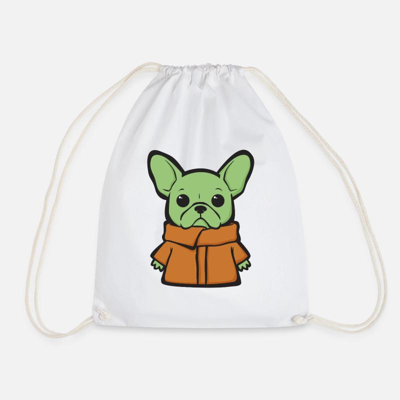 French Bulldog Frenchie Bully - Drawstring Bag - white