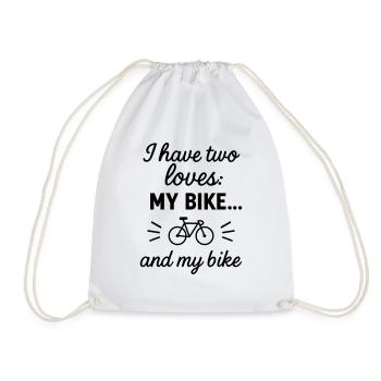I have two loves,cycling,cycling,cyclists - Drawstring Bag - white - Front
