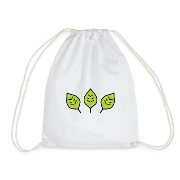 plant three leaves leaf green natural - Drawstring Bag - white - Front
