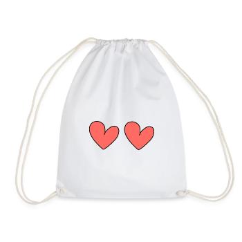 Heart Two Hearts Symbol - Drawstring Bag - white - Front