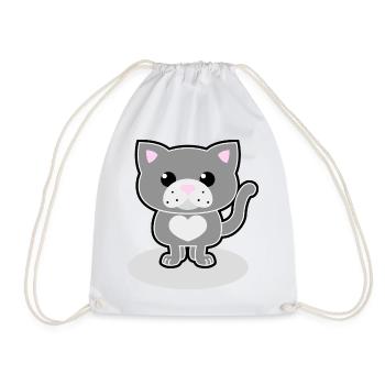 Süße Katze - Turnbeutel - Weiß - Vorne