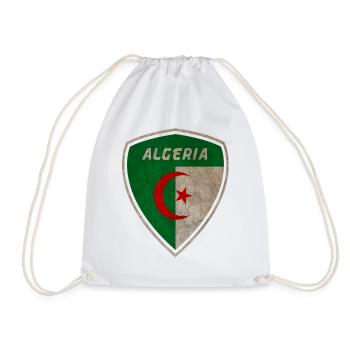 Algeria Coat of Arms Vintage / Gift Algiers - Drawstring Bag - white - Front